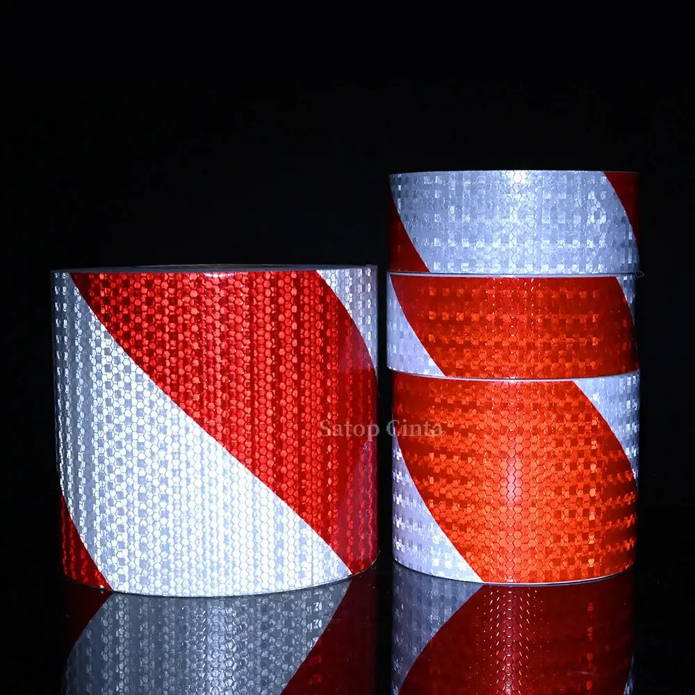 Reflective Adhesive Tape With Twill White Red Stripes Waterproof For Car Left Or Right 5cm 10cm 15cm 20cm By 5m