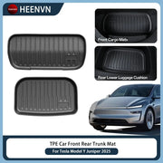 TPE Car Front and Rear Trunk Mats for Tesla Model Y Juniper 2025–2026, anti-slip waterproof full coverage, 2 mats