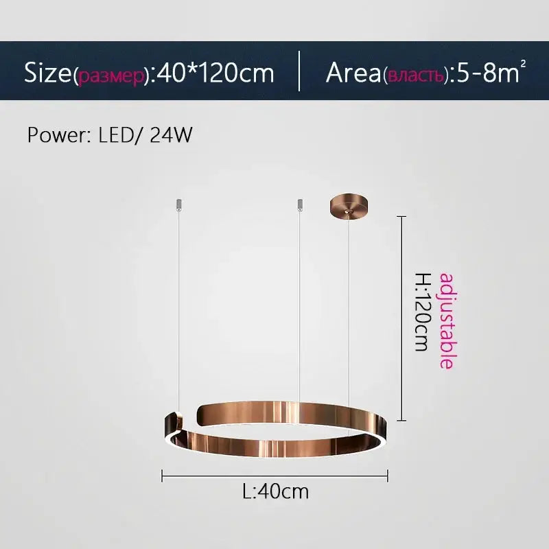 Nordic Ring LED Pendant Lamp, copper-gold finish, dimmable, Simples Market