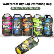Six camouflage waterproof dry bags, 10L each, for outdoor swimming and kayaking gear
