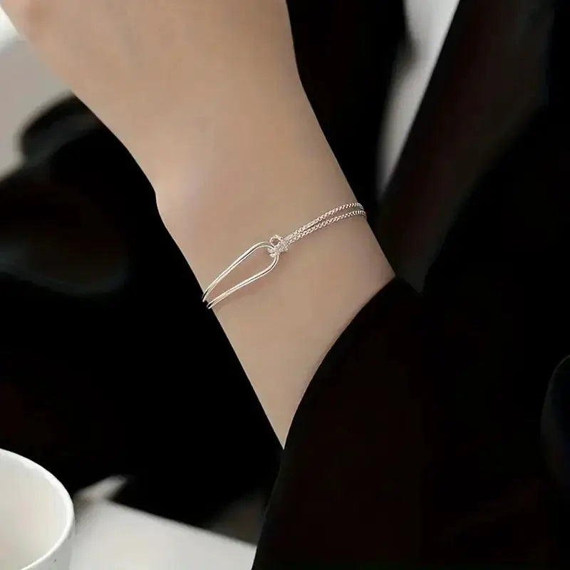 New S925 Silver Minimalist Geometric Collage Bracelet Womens Jewelry Exquisite And Elegant Gifts