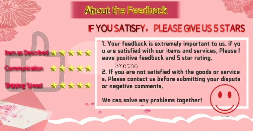SRETNO natural latex cushion by Simples Market; pink feedback banner with star ratings and review tips.