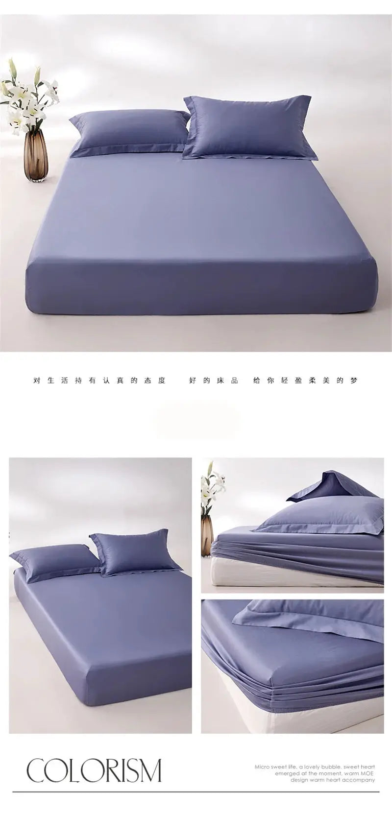Fitted sheet, 100% Egyptian cotton with elastic edges, blue, 800TC, 140/160/200cm