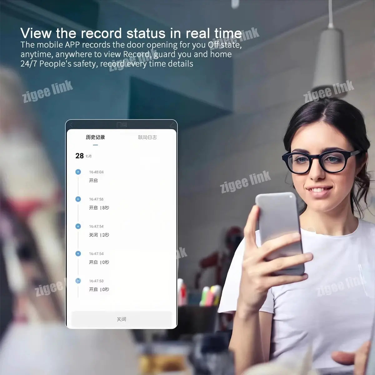 Zigbee door/window contact sensor by Simples Market with Tuya Smart Life; real-time door status in app.