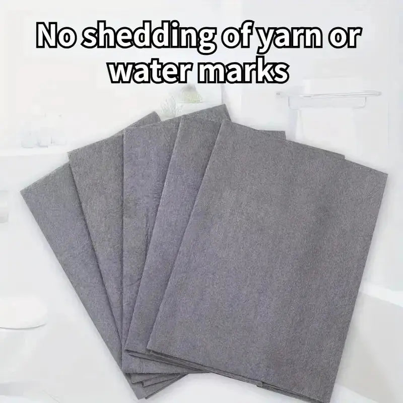 Magic Glass Cleaning Cloths by Simples Market, thickened reusable dual-sided towels in gray (set of 5)