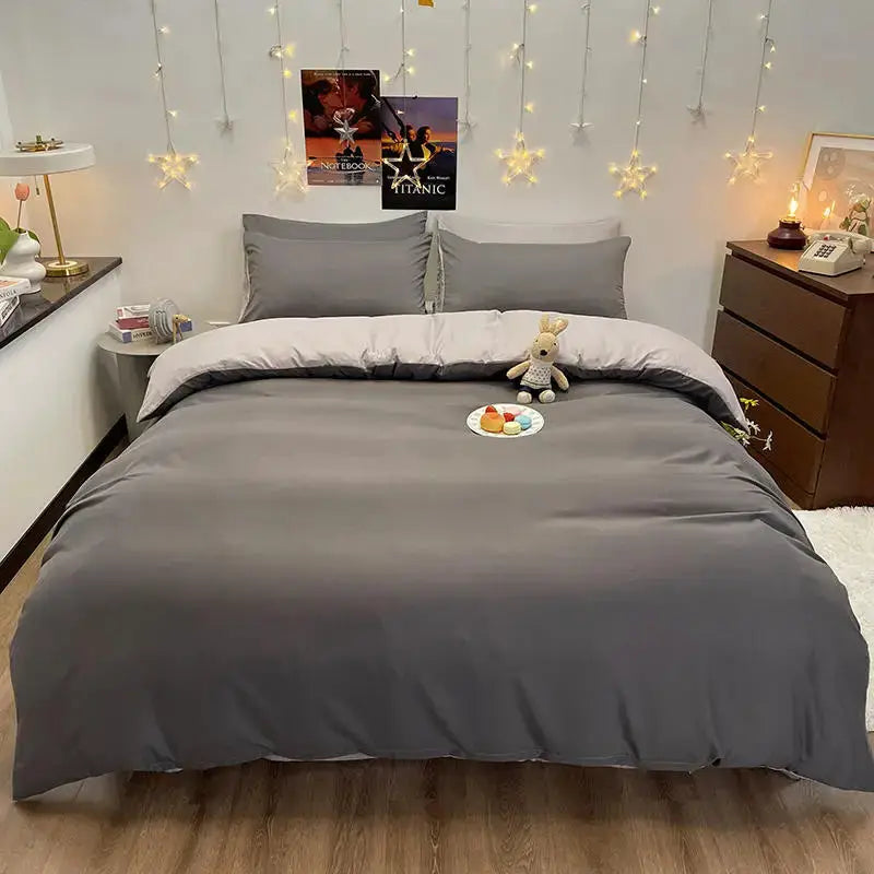 Bonenjoy 1 PC Housse De Couette dark gray duvet cover, Simples Market, double size for queen/king beds.