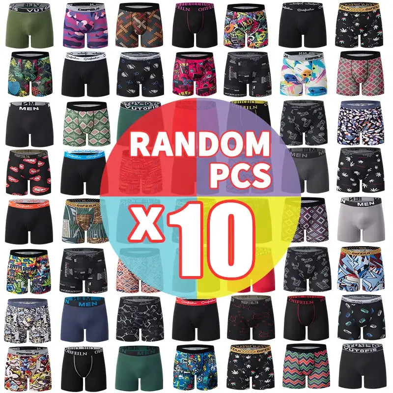 Men's assorted boxer shorts 10-pack with random colorful prints by Simples Market
