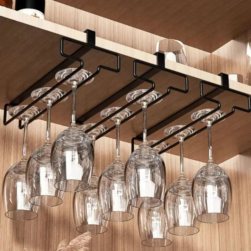 Hanging Iron Wine Glass Rack For High Footed Cups No Drill Needed