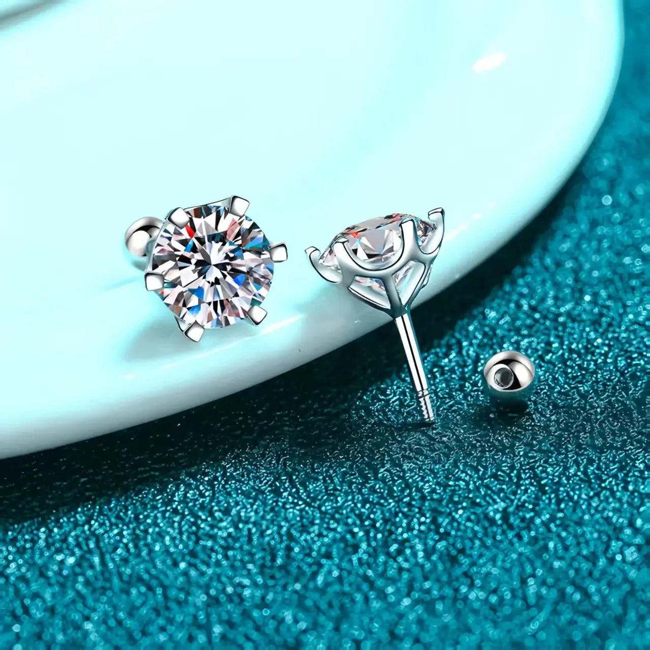 Moissanite Screw Back Stud Earrings D Color 925 Sterling Silver 6 Prong Setting For Women Wedding Fine Jewelry