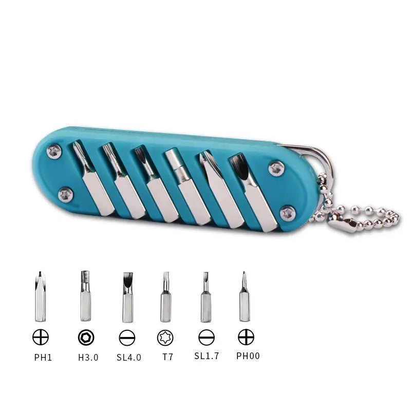 Multifunctional Outdoor Folding Knife With Screwdriver Bits Keychain Tool Stainless Steel Portable Pocket Knife