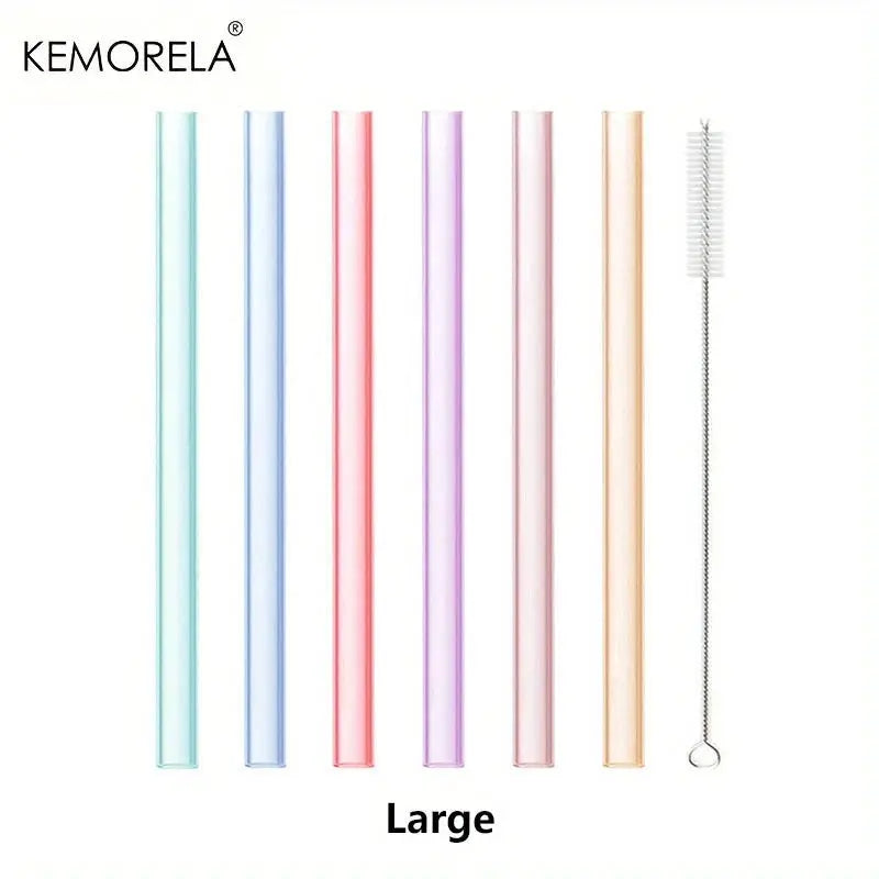 6 Piece Reusable Food Grade Transparent Silicone Straws Set Bendable And Straight With Cleaning Brush For Party