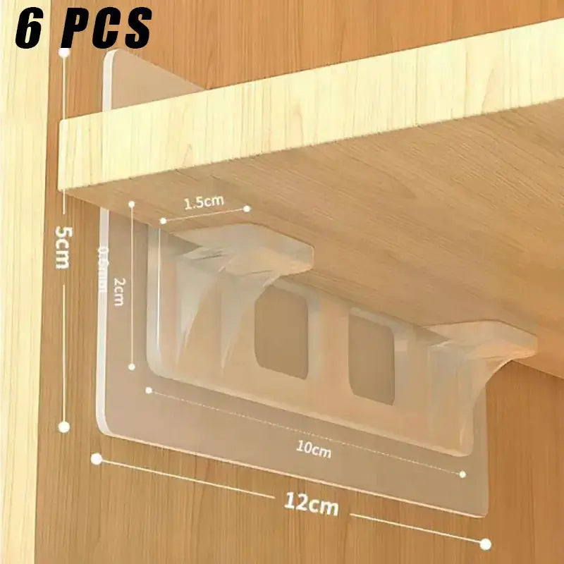 6 Or 12 Pieces Wardrobe Divider Brackets Non Marking Sticky For Wardrobe Kitchen Cabinets Anti Slip Shelf Layer Support