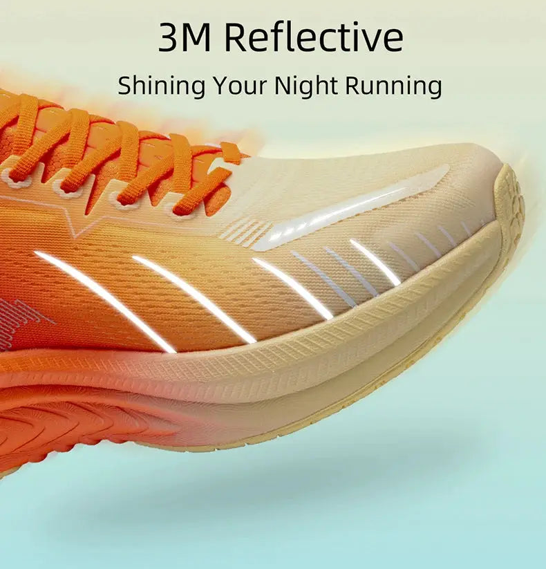 ONEMIX running shoes for men, orange gradient with 3M reflective stripes and cushioned sole