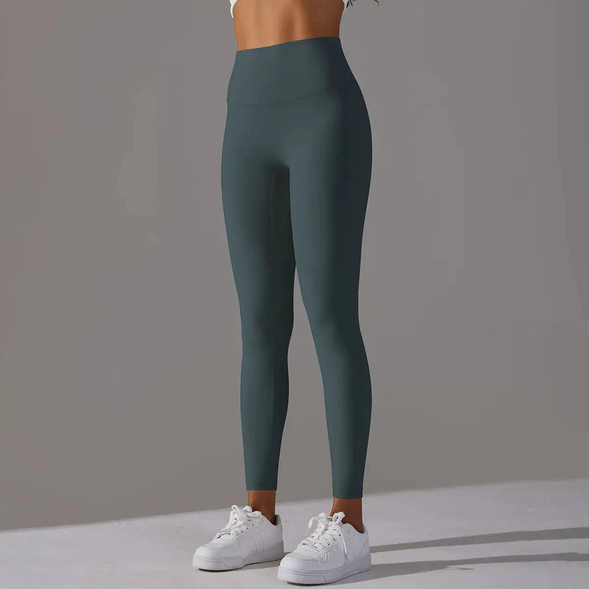 High Waist Naked Feeling Leggings for women in dark teal green, fitness/yoga full-length tight pants