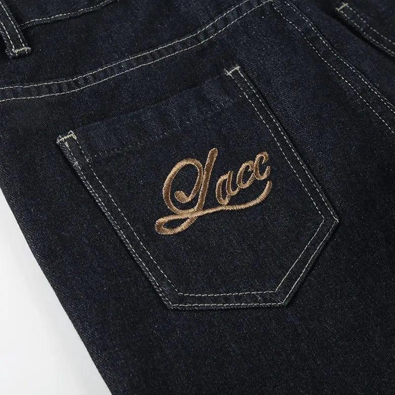 Women's Slim Fit Flared Jeans Y2K Low Rise Denim Embroidery Distressed