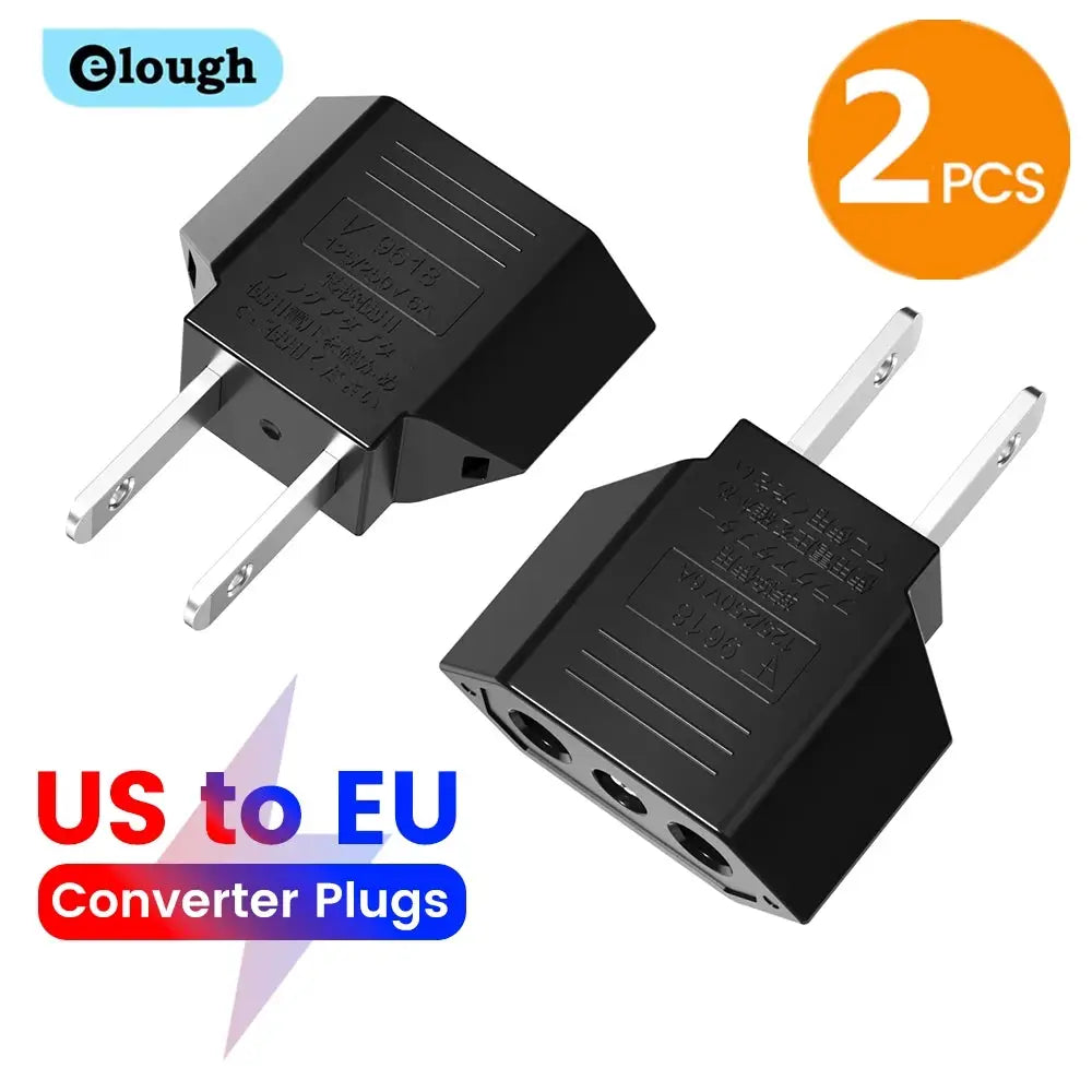 US To EU Travel Adapter Plug With Pure Copper Conductor And Flame Retardant Shell For Safe 10A Use