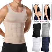 Simples Market men's sleeveless compression vest with tummy control in beige; available in 5 color options
