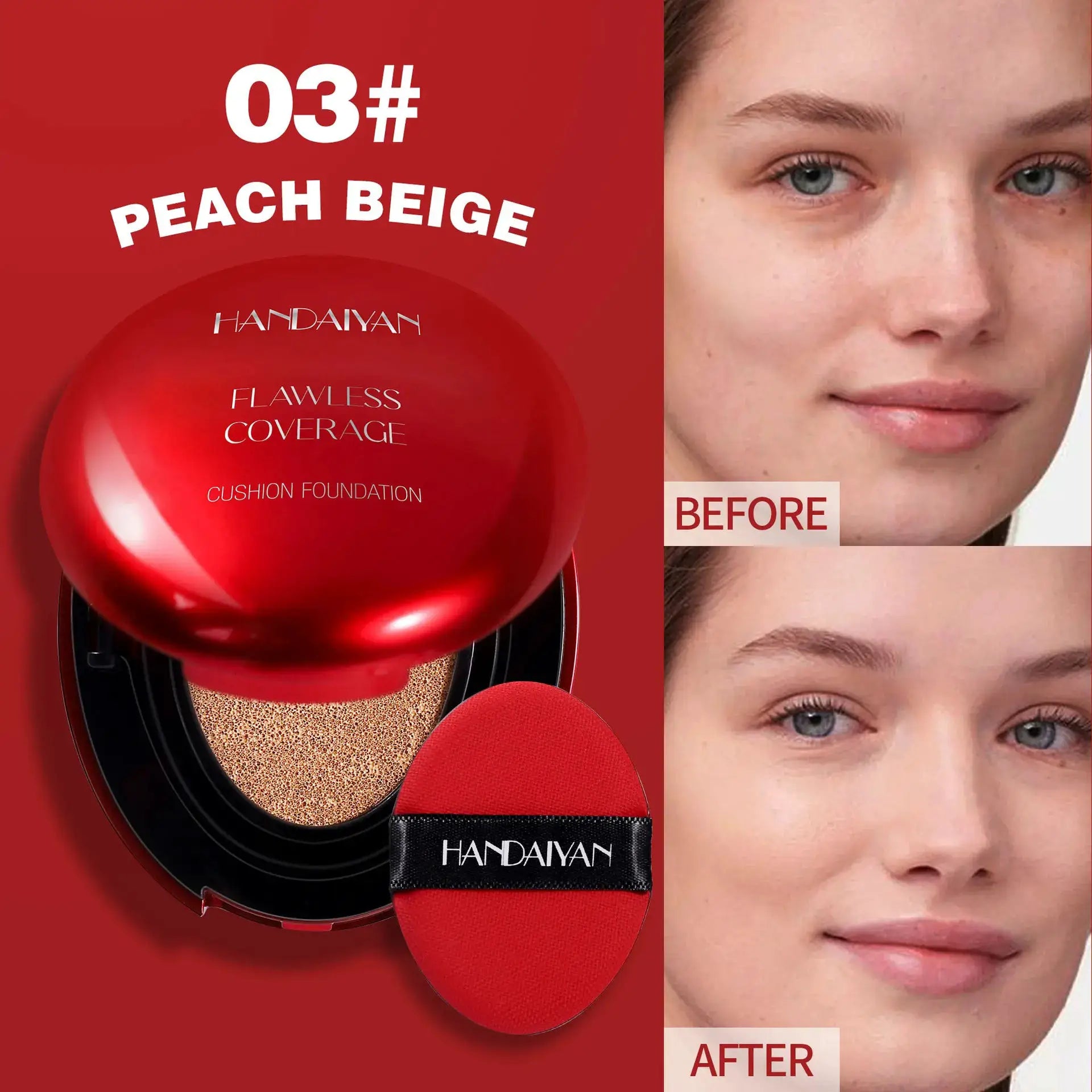 Korean Air Cushion Foundation Oil Control For Long Lasting Natural Finish Moisturizing Brightening Radiant Complexion