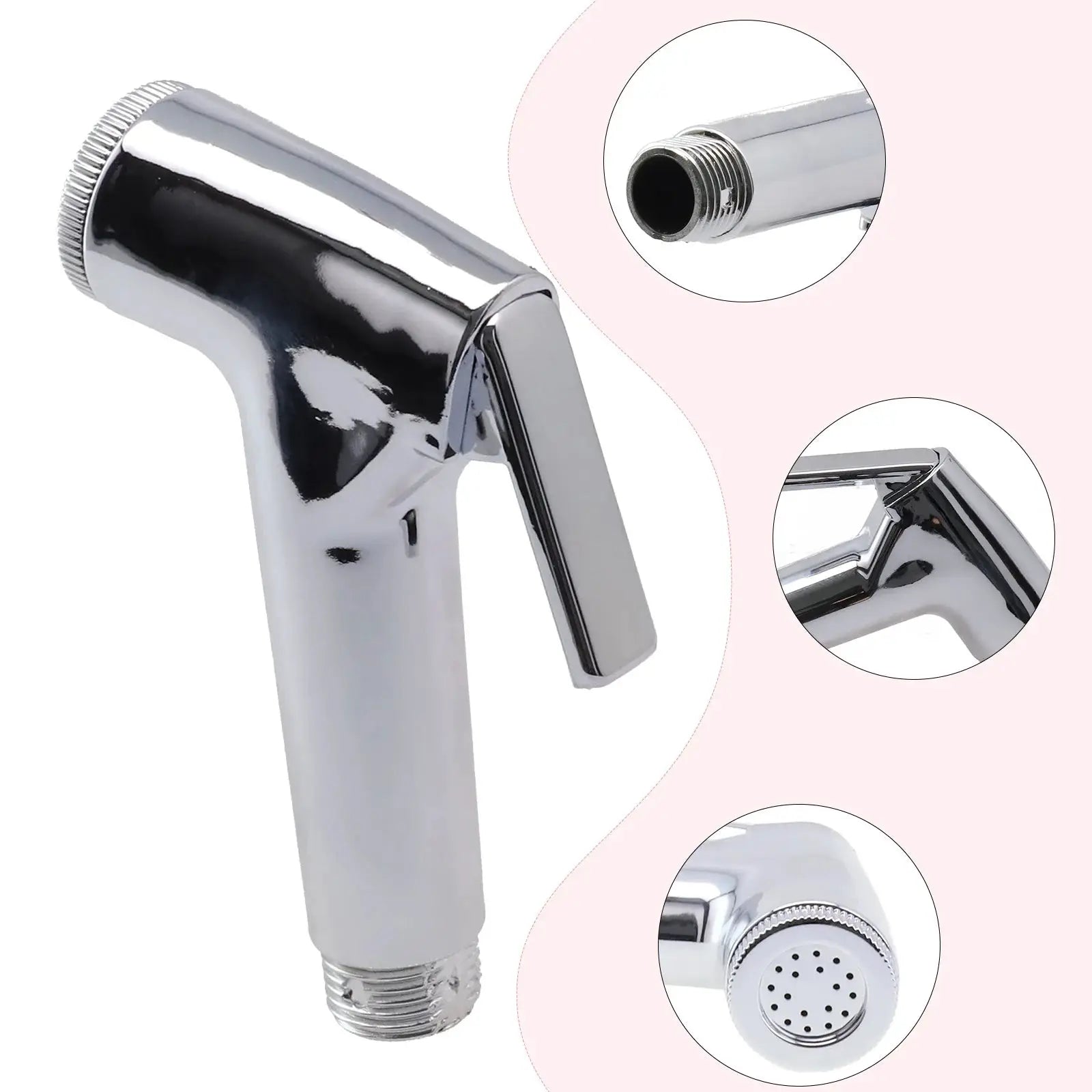 Simples Market handheld bidet spray head with G1/2 connection, chrome finish, ABS plastic.