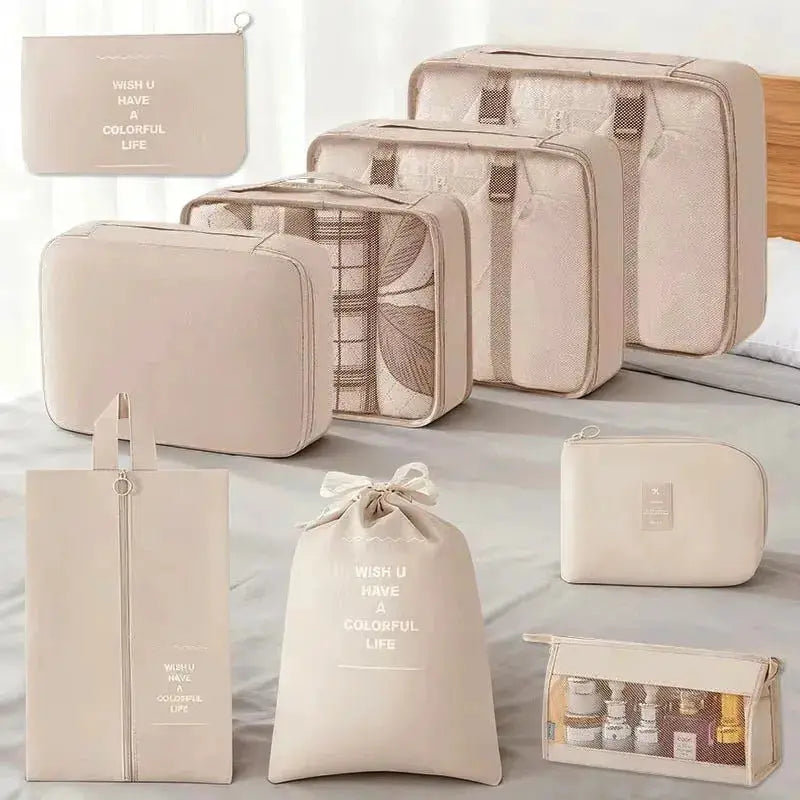 EcoVoyage Travel Storage Bag Set 7 8 9 Piece Eco Friendly Compression Packing Cubes For Clothes Shoes Toiletries