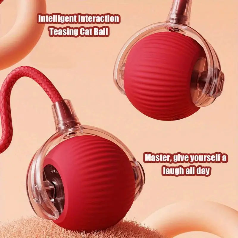 Automatic Interactive Cat Ball Toy Rechargeable Smart Rolling Ball With Faux Tail Mouse Imitation Cat And Dog Training