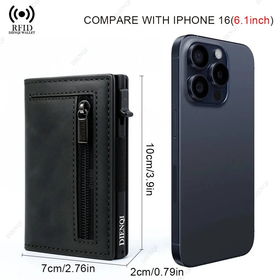 LuxBrand RFID Credit Card Holder For Men Slim Aluminum Alloy Wallet With RFID Protection And Coin Pocket