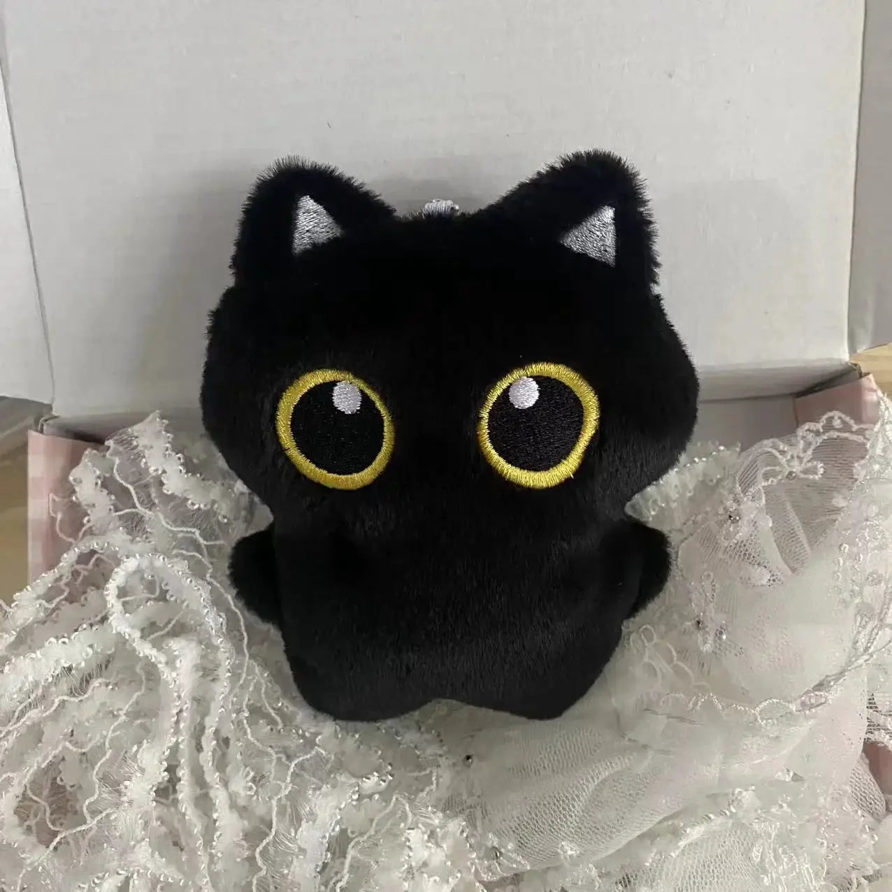 10cm Cute Black Cat Plush Toy Pendant Mini Pillow Cuddly Doll For Kids Birthday Gift