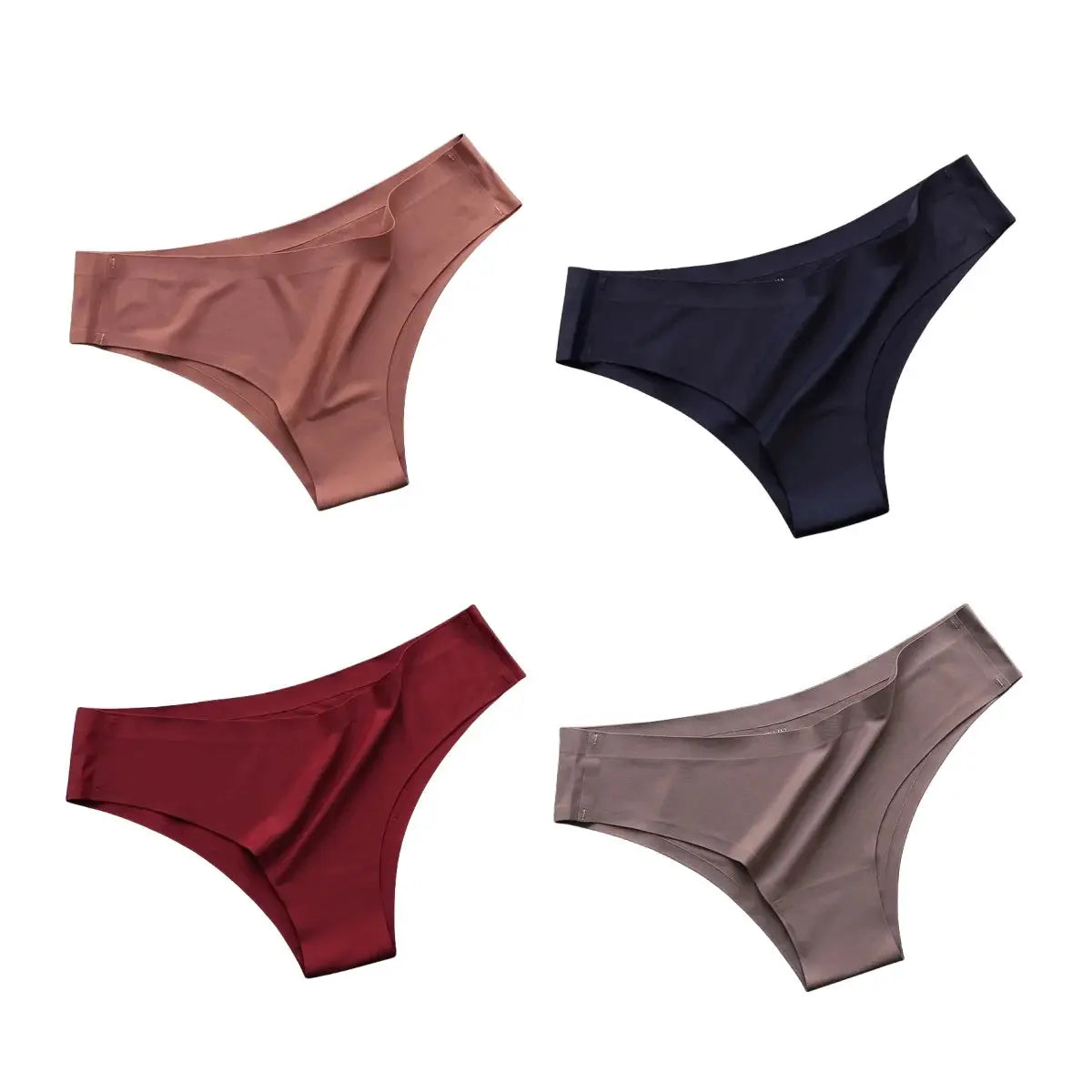 4-piece Simples Market seamless Brazilian panties set in rose, navy, burgundy, taupe