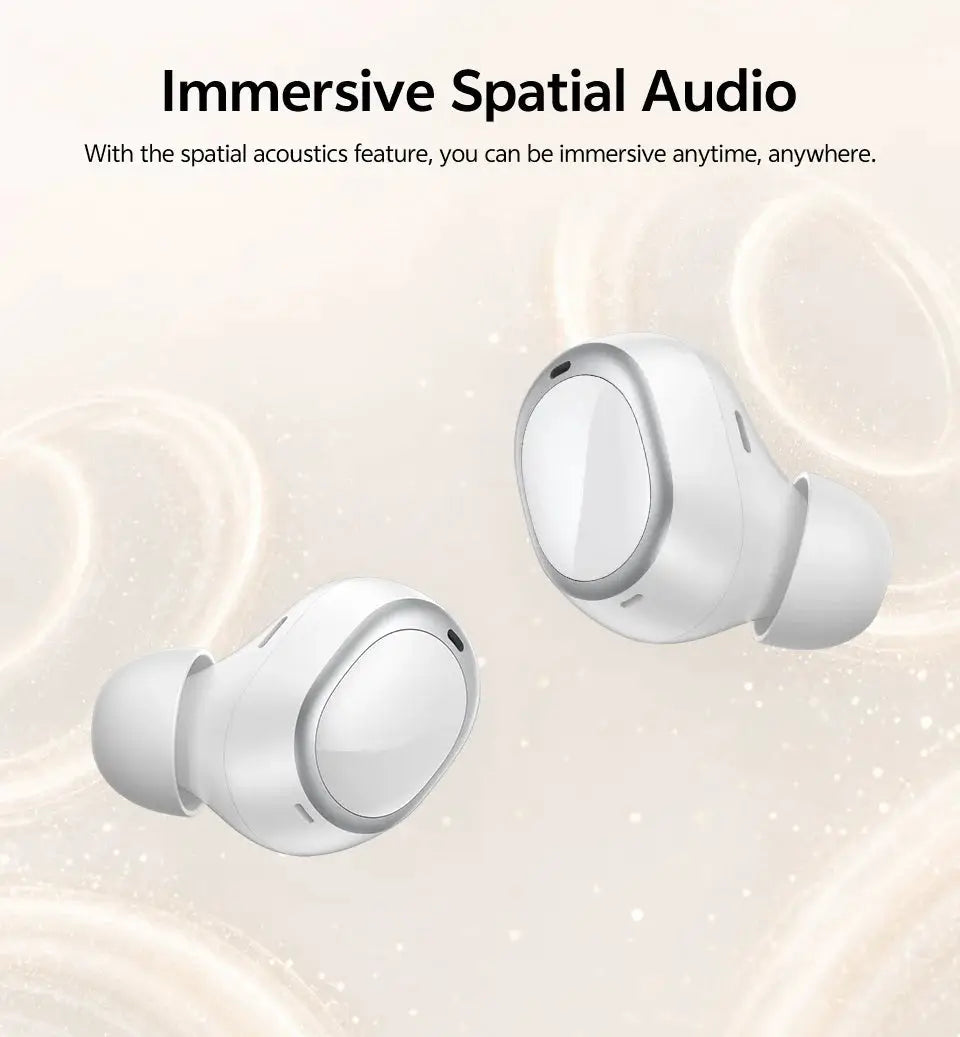 QCY MeloBuds A30 wireless earbuds, white; 2 earbuds shown.