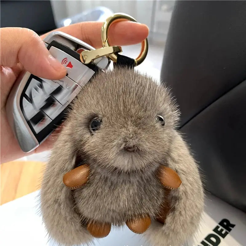 15cm Fluffy Rabbit Fur Pom Pom Keychain Bunny Toy Bag Decoration Soft Cute Gift for Girls