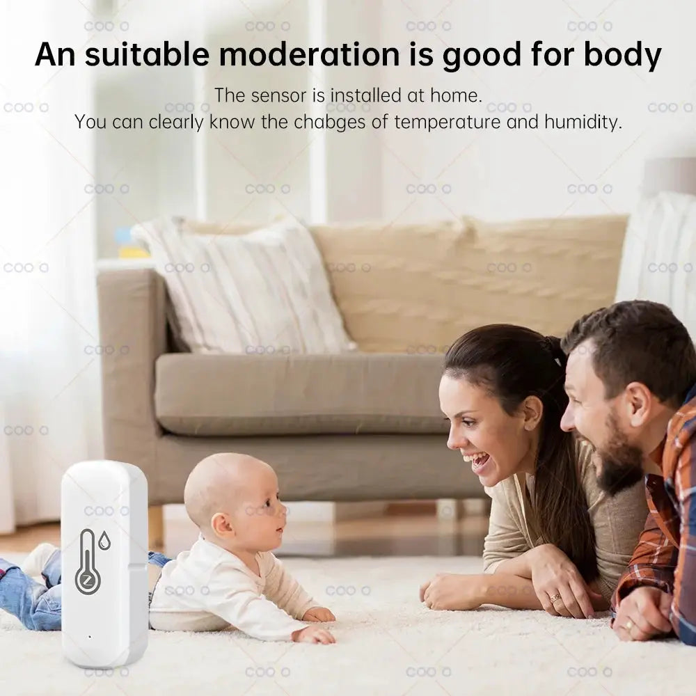 Zigbee 3.0 Temperature Humidity Sensor, white indoor smart hygrometer