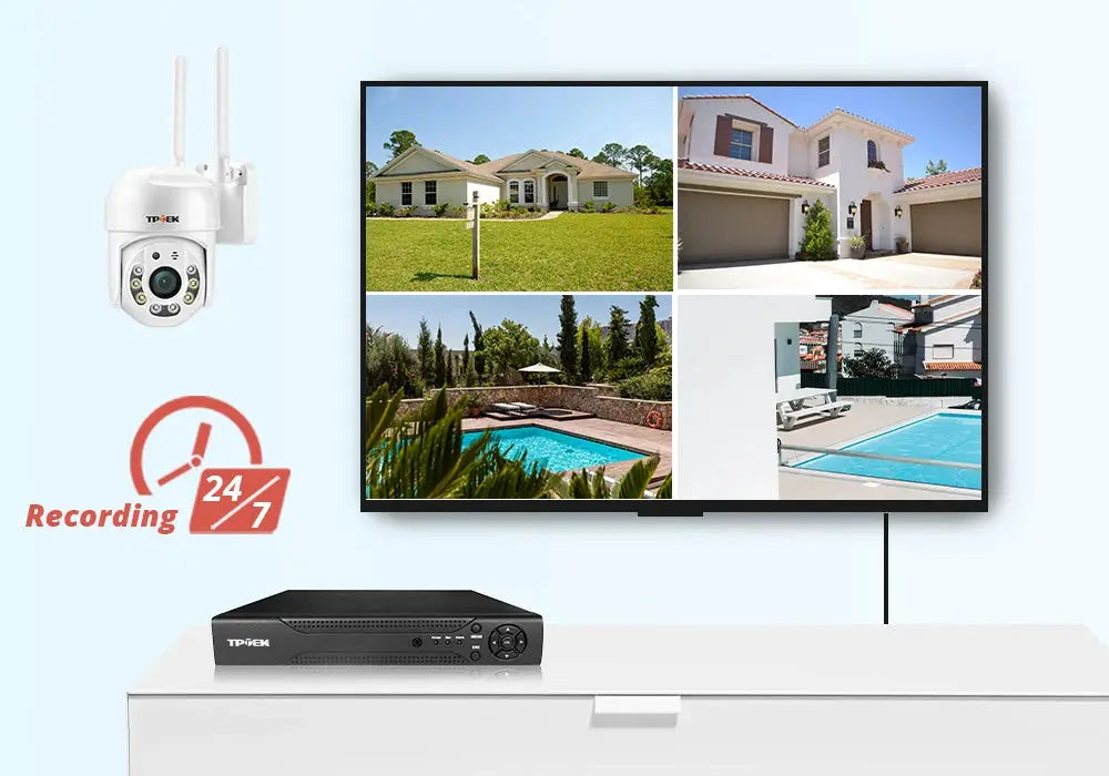 Simples Market white 4MP PTZ WiFi outdoor IP camera with 4x digital zoom and DVR setup.