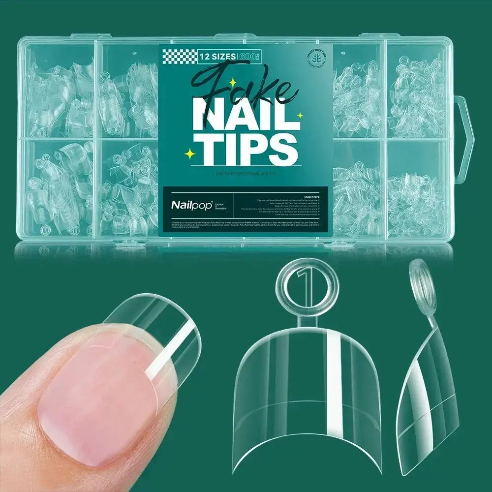 NailPop Soft Gel Nail Tips 600 Pcs Full Cover Coffin Almond Oval Shapes For Salon Quality At Home
