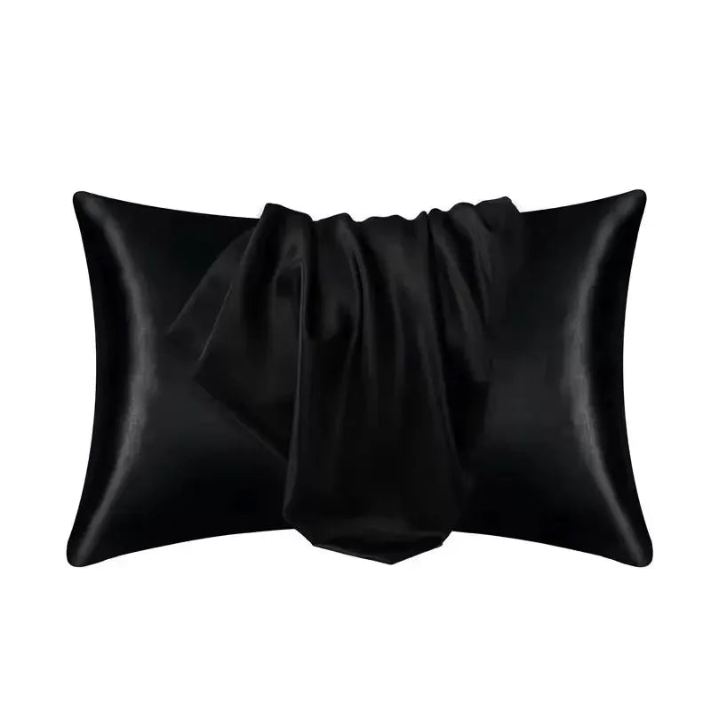 Silk satin pillowcase, black, Standard/Queen size, 1pc by Simples Market