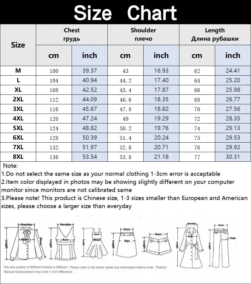 Puffer sleeveless down jacket size chart by Simples Market showing chest, shoulder, and length by size M-8XL.