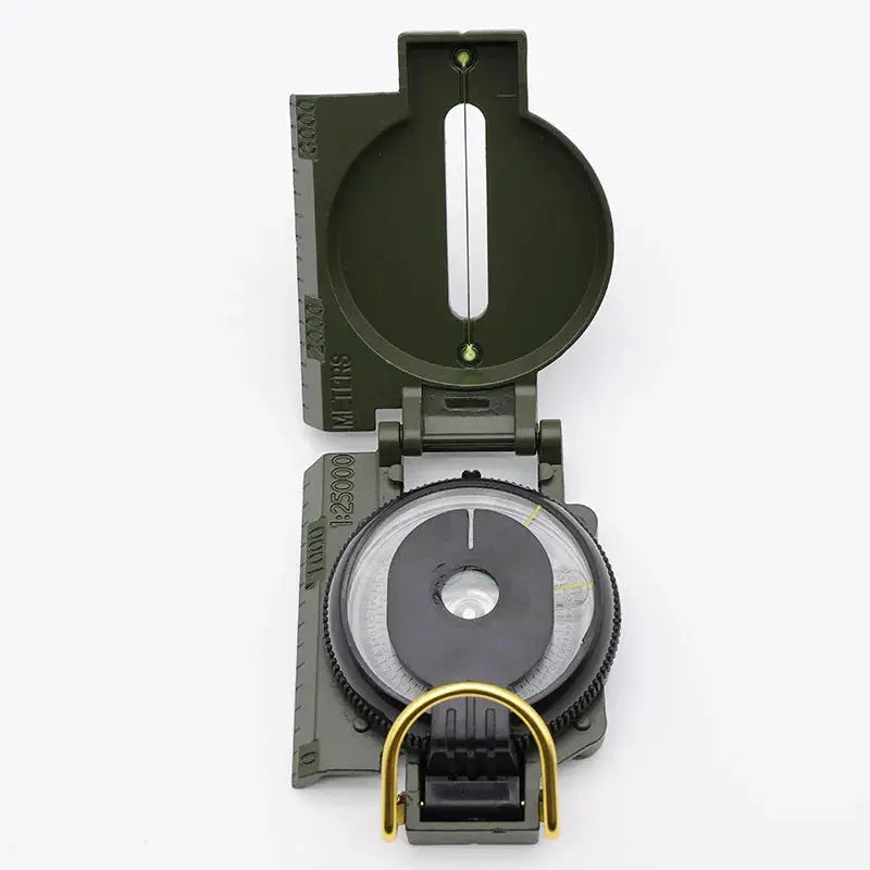 Outdoor Survival Compass for Mountaineering and Camping Portable Flip Top with Durable Plastic Casing Military Green