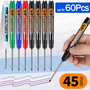 Simples Market 60-piece carpenter marking pens set, 45mm nibs, deep-hole markers in black/blue/red/white