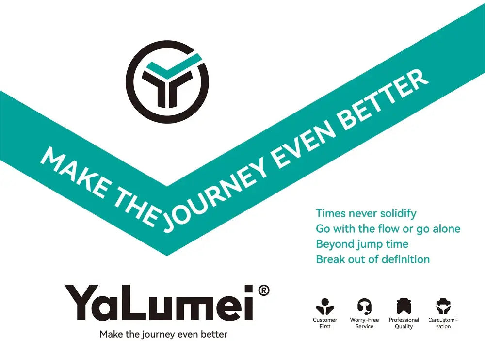 Car accessories banner by YaLumei with teal chevron and slogan Make the Journey Even Better.