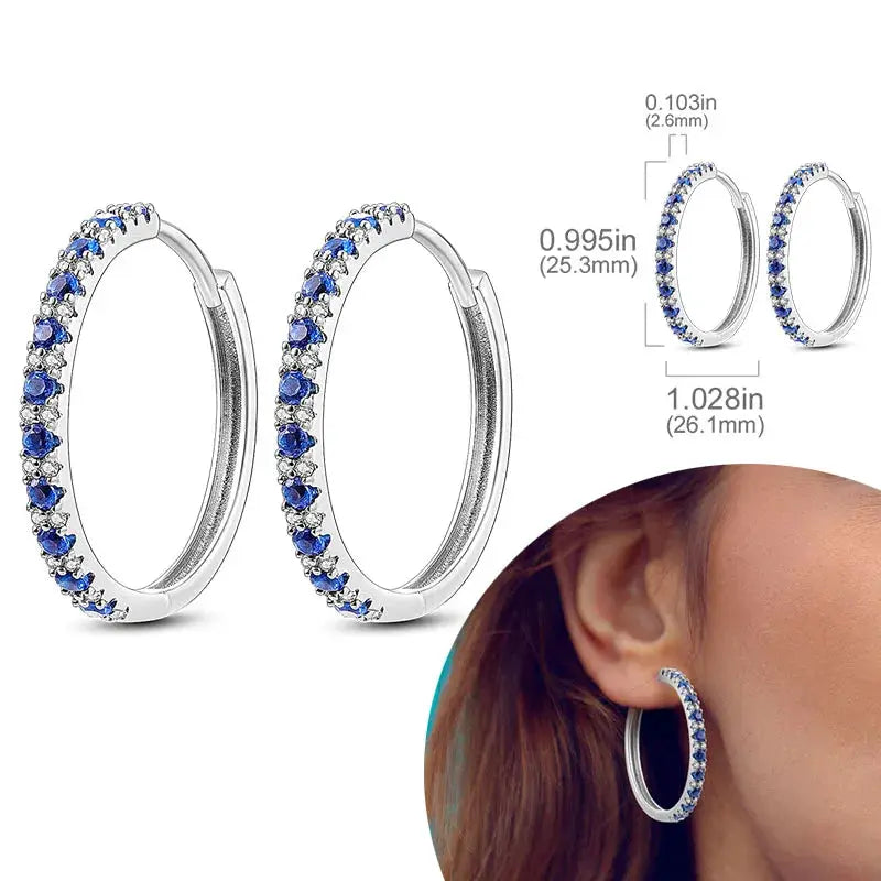 925 Sterling Silver Hoop Earrings Hypoallergenic Zirconia Hoops For Women Girls High Quality Fashion Jewelry