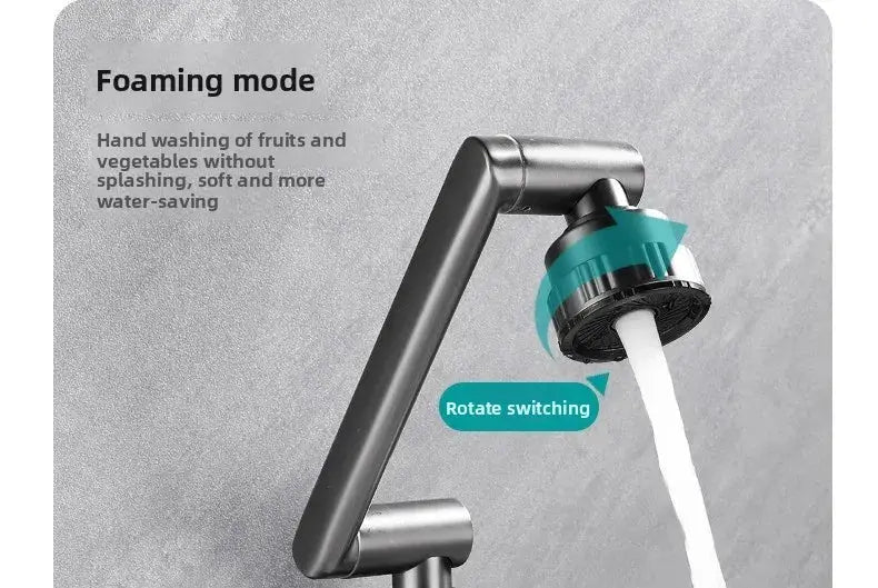 Simples Market stainless steel wall-mounted kitchen faucet with 4 modes, foam mode, 360° rotation