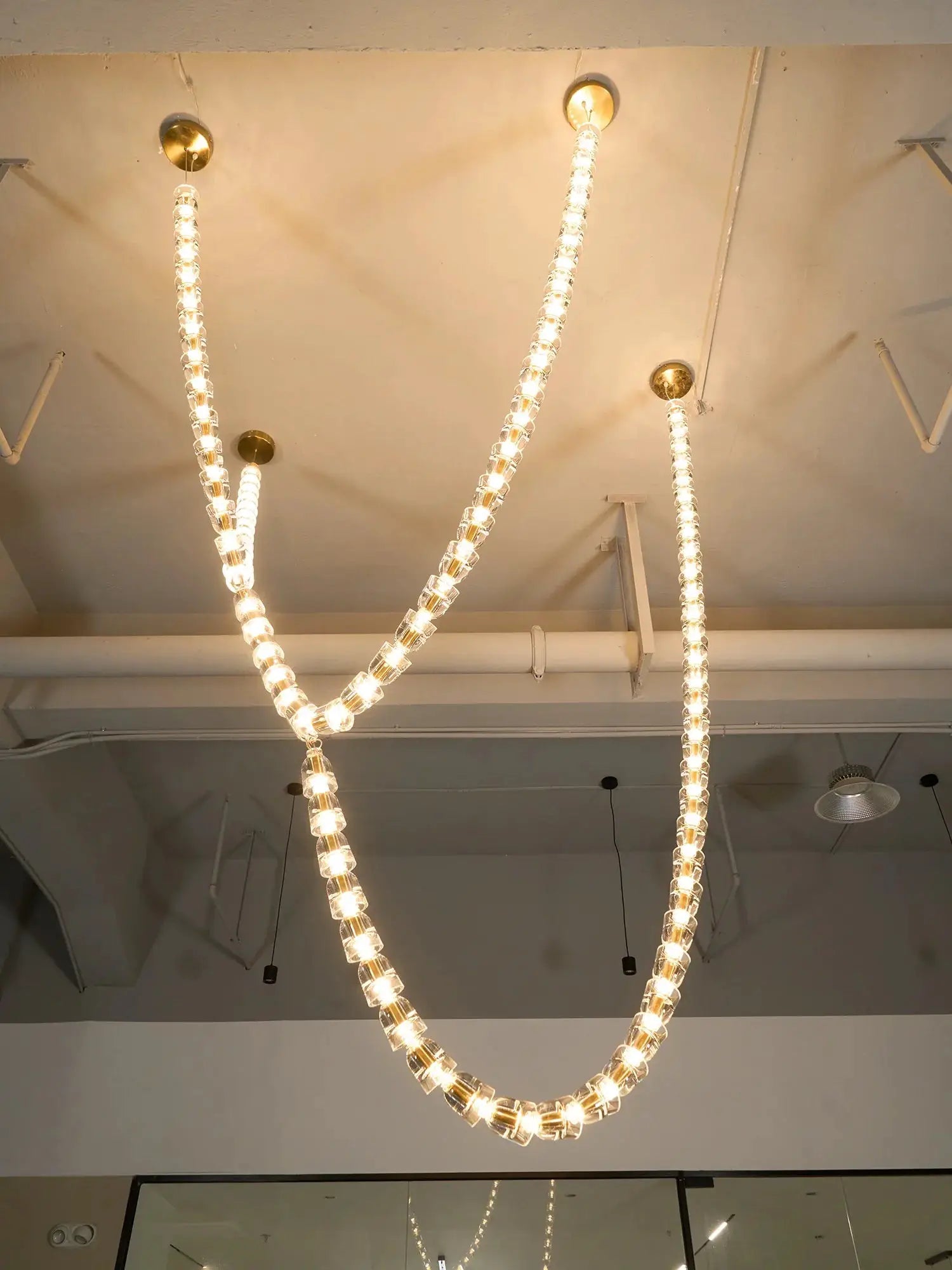 Simples Market crystal bead chandelier ceiling light with multi-strand acrylic beads, adjustable length