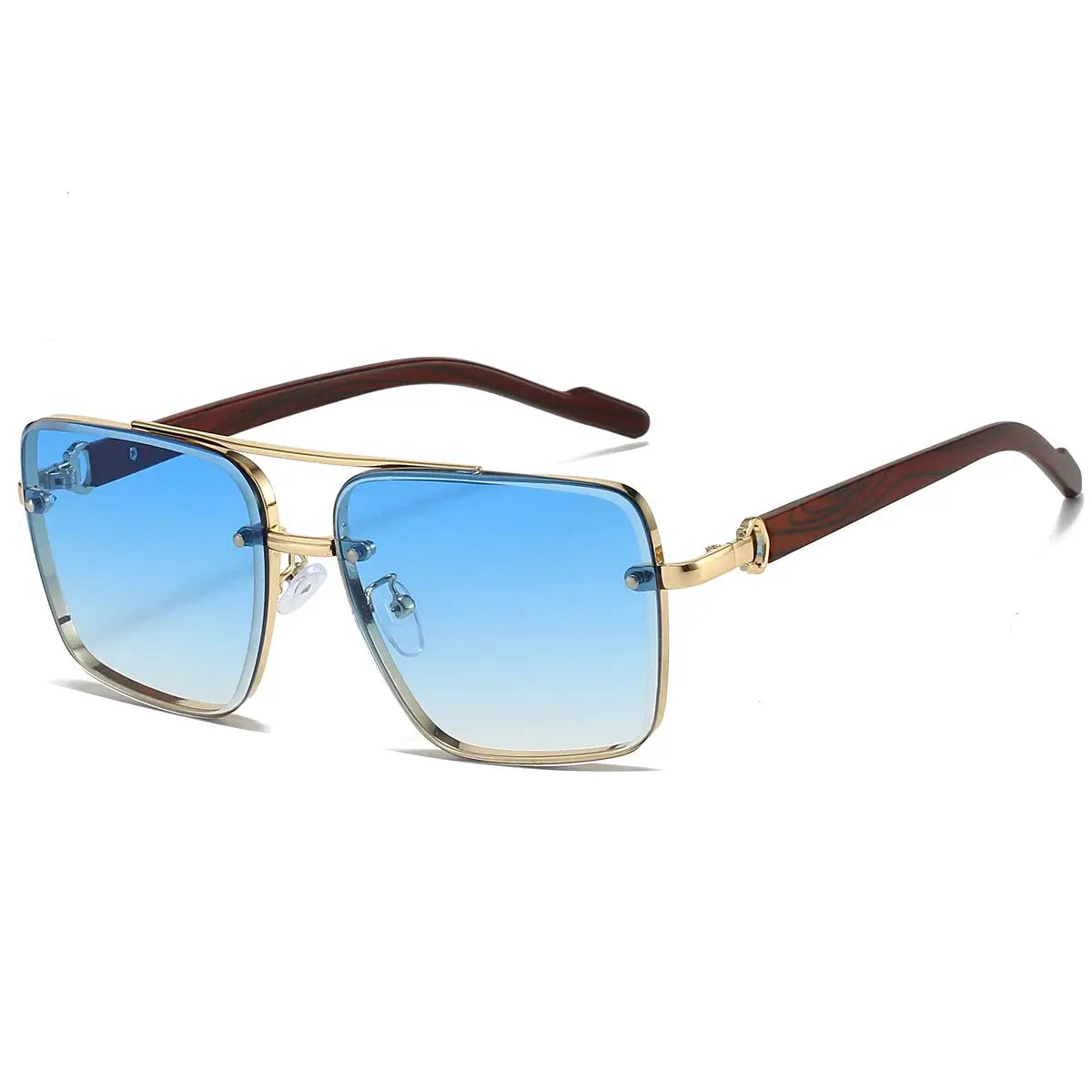 KAMMPT Fashion Retro Square Metal Sunglasses For Women Original Brand Design Driving Pilot Double Bridge Sunglasses
