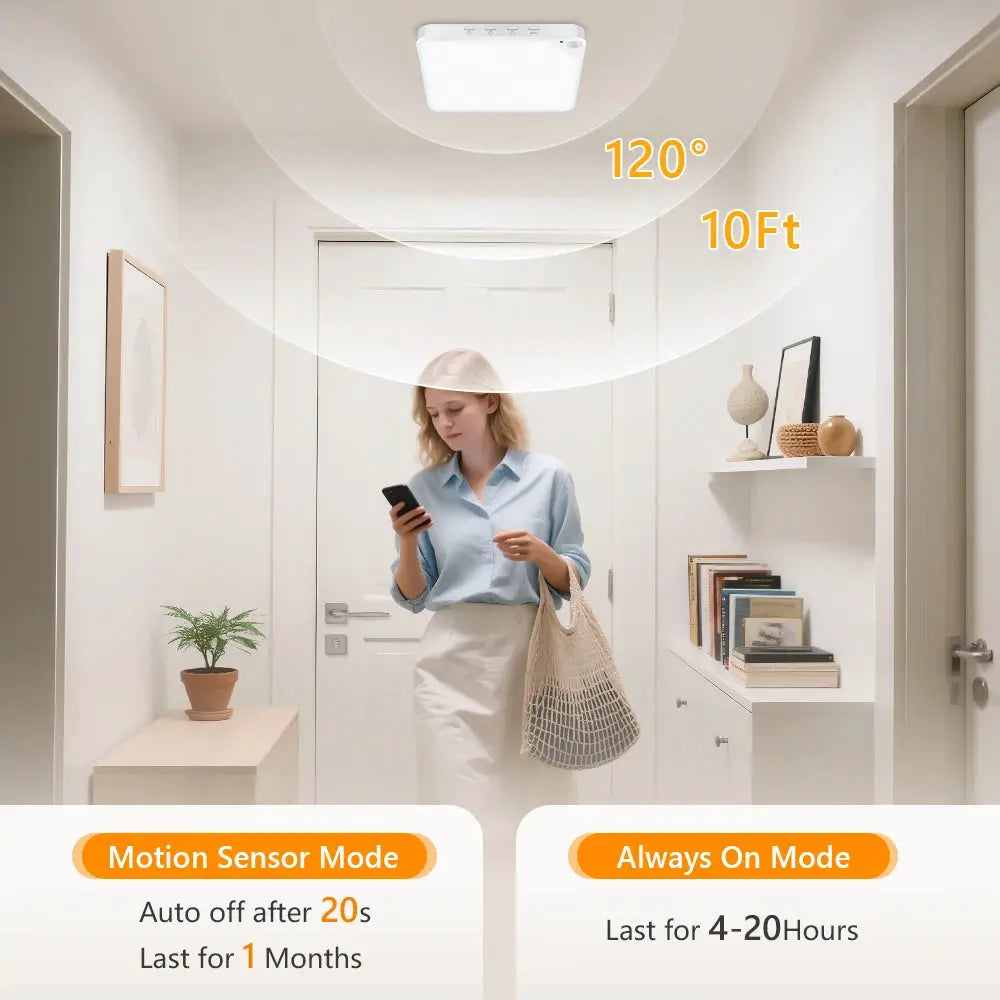 WILLED 8W rechargeable motion sensor ceiling light with remote, magnetic LED, 5000mAh battery, Simples Market