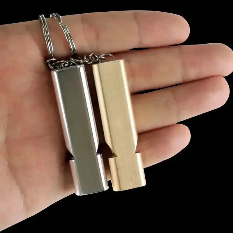 Flat Aluminum Alloy Dual Frequency Survival Whistle With Double Tube For Outdoor Emergency Signaling EDC Tool
