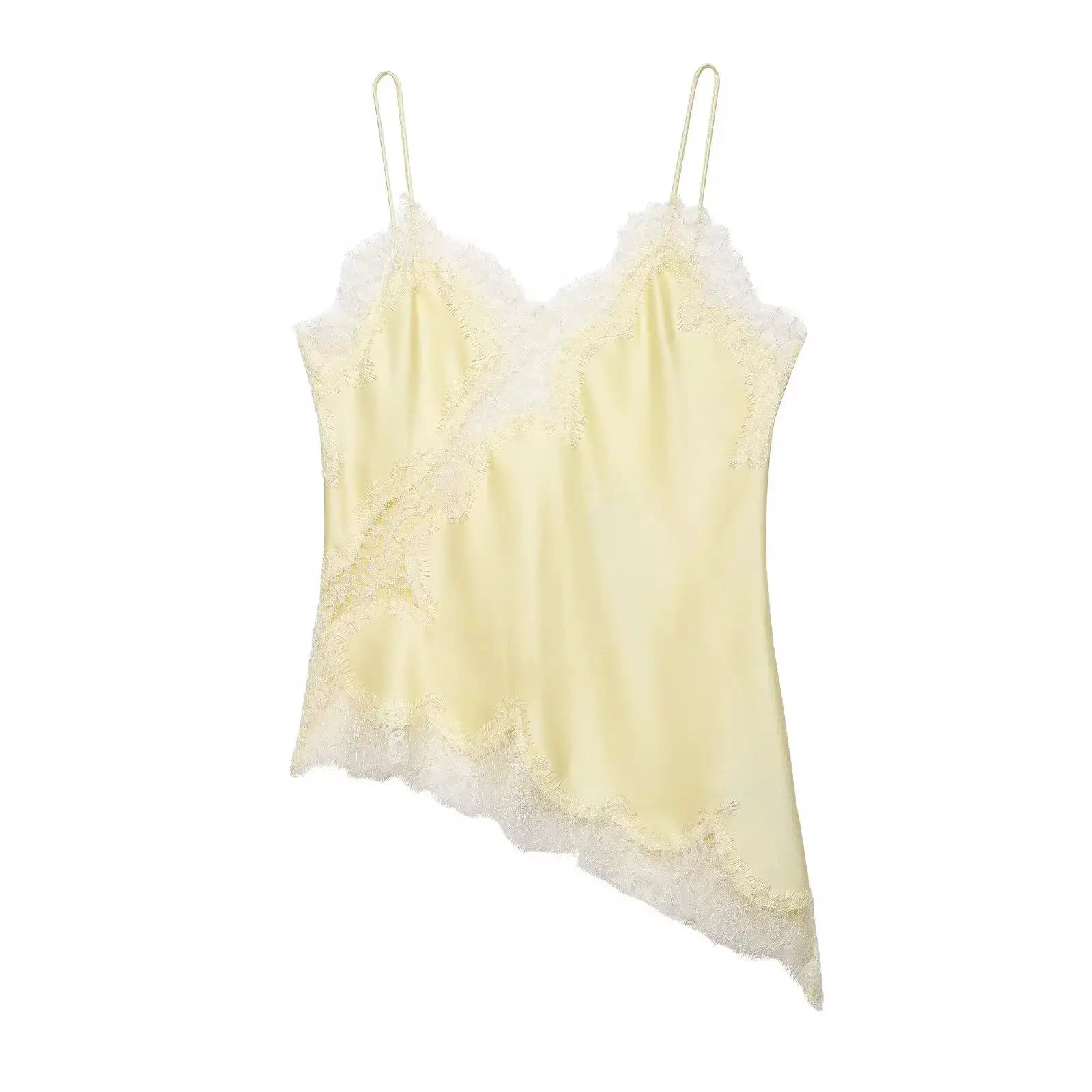 Sexy Women Asymmetrical Lace Slip Tops Backless Sleeveless Off Shoulder Beachwear With Elegant Lace