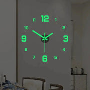 EW Creative Simple Luminous Digital Clock European Style Silent Wall Clock DIY Wall Sticker For Study And Living Room