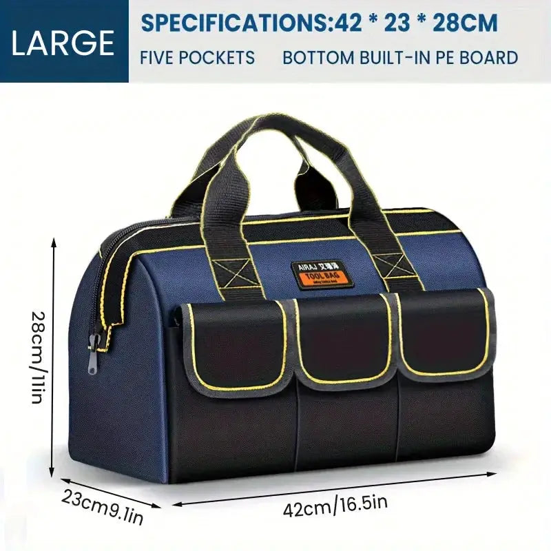 AIRAJ Multifunctional tool bag, blue and black 1680D Oxford cloth with yellow trim, five pockets, waterproof
