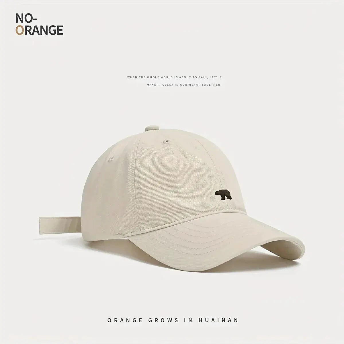 Bear Embroidered Baseball Cap Sun Protective Breathable Cotton Adjustable Unisex Casual Hat
