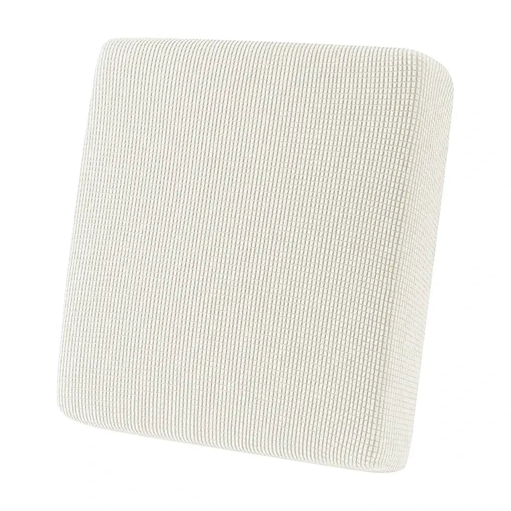 Jacquard patio sofa cushion cover, universal stretch, solid cream waffle pattern