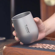 Tiartisan titanium double-wall beer cup, 255ml/400ml, matte gray camping mug by Simples Market